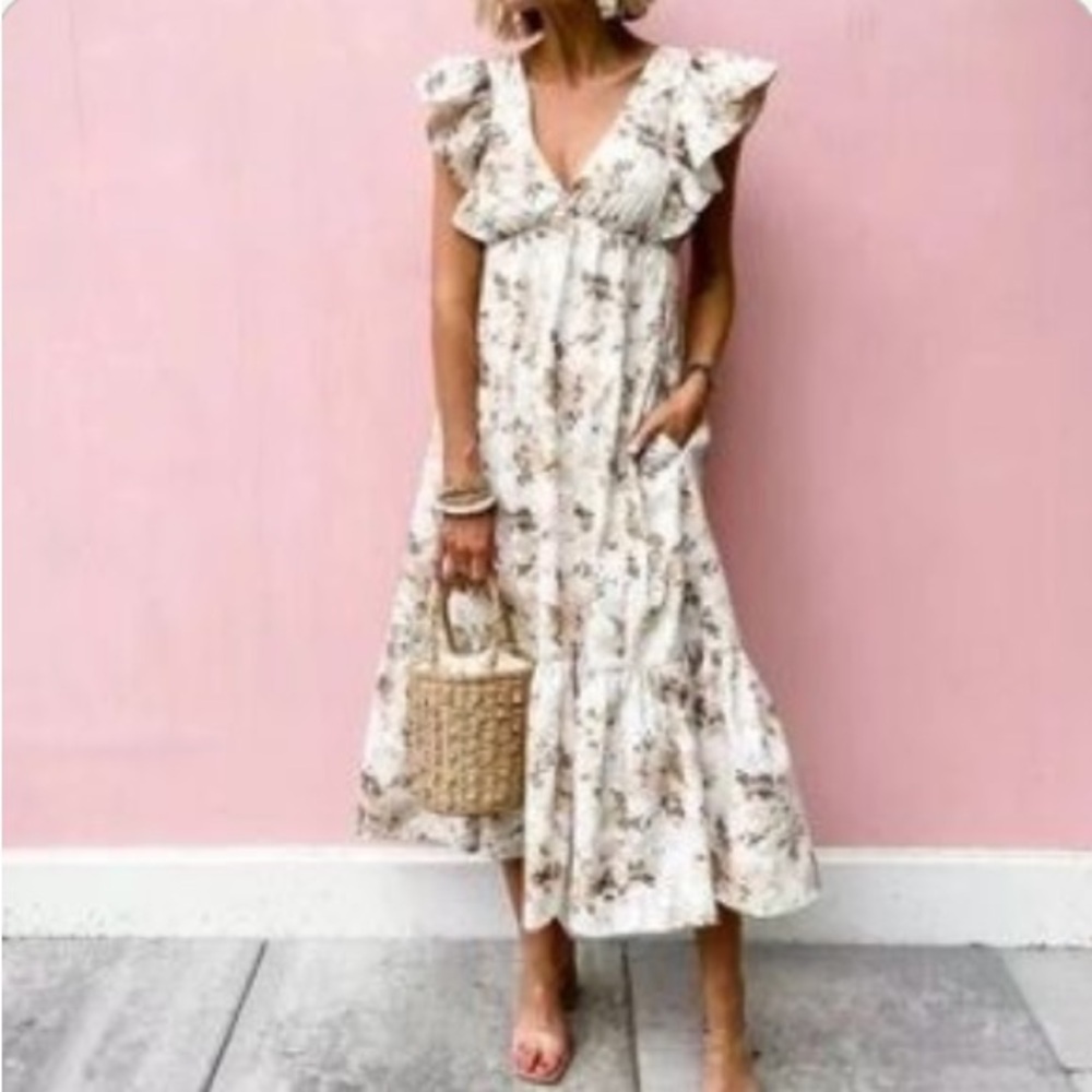 Abercrombie + Fitch Flutter Ruffle Dress - M